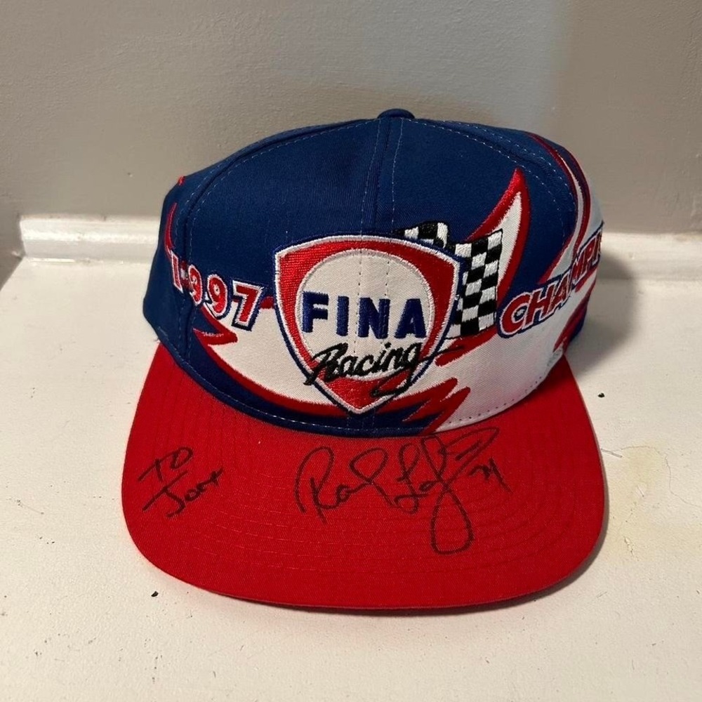 Vintage 90s nascar Randy Lajoie autographed claw Racing SnapBack hat cap